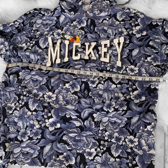 Vintage Mickey Mouse Hoodie Allover Floral Print Jerry Leigh USA Made Disney - Picture 3 of 10